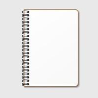 Notepad with a vertical spring spiral. Notebook with a blank white sheet. Gray background vector