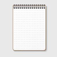 Notepad with a horizontal spring spiral. Notebook with a white dotted sheet. Isolated illustration on a gray background vector
