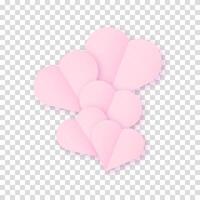 The concept of a love hearts cloud nubes in pink with a shadow. vector