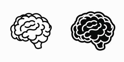 Brain black icon set. Clipart illustration. For web site or mobile app vector