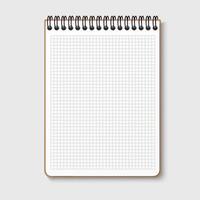 Notepad with a horizontal spring spiral. Notebook with checkered sheet. Isolated illustration on a gray background vector