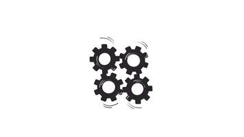 Collaborative effort teamwork cogs doodle outline animation. Problem solving 4K motion graphic. Four diverse hands turning interlocked gears animated sketch 2D concept isolated on white video