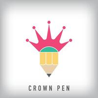 Pen and crown logo. Uniquely designed color transitions. Idea logo template moving towards the top. vector