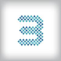 Modern star number 3 logo. All numbers are in line strip form. Alphabet number character and numbers linear abstract design. logo, corporate identity, application, creative poster and more. vector