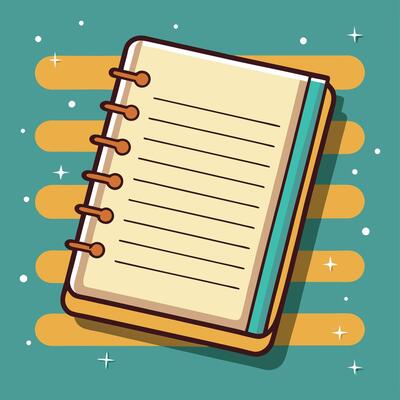 Old notebook image. Flat style.
