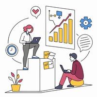 Generic productivity illustration for a tech company. vector