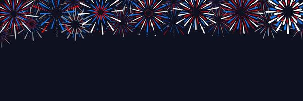 Banner with colorful fireworks on dark background. Fireworks explosions in the sky. illustration vector