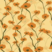 seamless hand drawn tiny yellow flowers pattern background vector