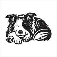 Border Collie A close-up of a resting black and white dog with a thoughtful expression vector