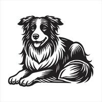 Playful border collie sitting happily vector