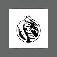 A black and white abstract dragon head logo or icon with sharp angular features and a circular background vector