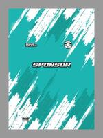 A soccer jersey set against a teal and white abstract background with brush strokes vector