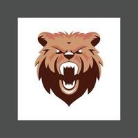 Angry brown bear with sharp teeth and fierce expression, against a plain white background vector