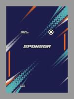 A dark blue jersey with abstract geometric patterns in orange, teal, and white vector