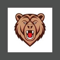 Angry brown bear with red mouth and sharp teeth, against a white background vector