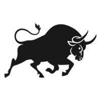 A powerful angry bull silhouette, featuring a muscular stance and lowered horns, symbolizing strength, resilience, and unyielding energy. vector
