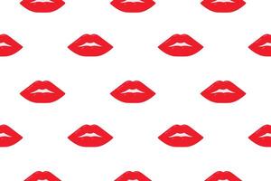 Seamless pattern with red lips on a white background. Flat illustration. vector