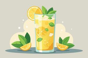 Glass cup with lemonade and straw vector