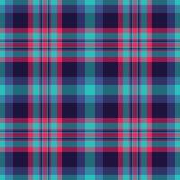 Intense textile seamless check, trade fabric pattern tartan. Gingham background texture plaid in cyan and pink colors. vector