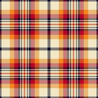 Artwork seamless plaid textile, length pattern texture fabric. Styled check background tartan in light and orange colors. vector
