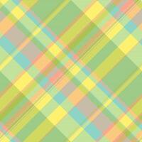 Fibre seamless texture plaid, scratch textile tartan background. Nostalgia fabric check pattern in teal and yellow colors. vector