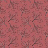 Elegant leaf pattern on a muted red background. Simple, minimalist design ideal for textile prints, wallpapers, and website backgrounds. Versatile and stylish illustration with a touch of nature. vector