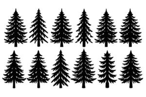 Silhouette Solid Icon Set Of Tree design vector