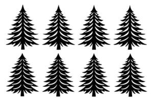 Fir tree icon set Fir trees silhouettes design vector