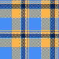 Age seamless tartan , tie textile fabric background. Premium plaid texture pattern check in blue and amber colors. vector
