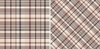 Texture plaid of tartan background pattern with a check textile seamless fabric. Set in coffee colors of festive season decorations. vector