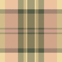 Garment plaid tartan, masculine background seamless textile. Copy space pattern texture check fabric in amber and red colors. vector
