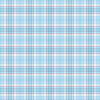 Stroke plaid fabric seamless, merry tartan check texture. New year background textile pattern in cyan and white colors. vector