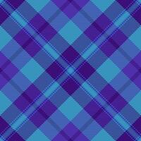 Diagonal check textile plaid, foot background pattern seamless. Sofa texture tartan fabric in cyan and violet colors. vector