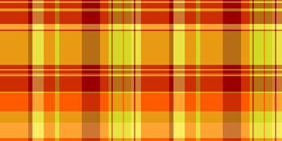 Male pattern check, ornate tartan fabric texture. Glamor textile plaid background seamless in orange and red colors. vector
