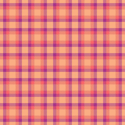 Quilted fabric seamless textile, vichy check plaid background. Mesh tartan texture pattern in orange and red colors.