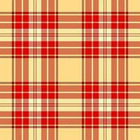 Up plaid textile seamless, celebrate check pattern. Youth tartan fabric texture background in amber and red colors. vector