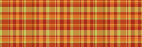 Old background check pattern, cosy seamless plaid. Open fabric tartan texture textile in orange and amber colors. vector