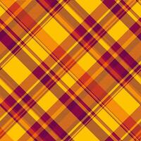 Window plaid seamless texture, mixed tartan check fabric. Bandana pattern textile background in golden poppy and pink colors. vector
