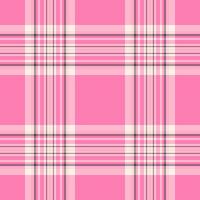Group plaid check seamless, stationary fabric texture. Real tartan background textile pattern in light and pink colors. vector