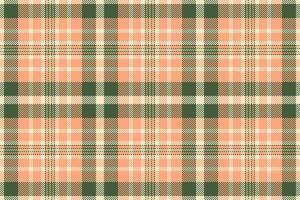 Scratched seamless check fabric, duvet plaid tartan . Fibre textile texture background pattern in orange and green colors. vector