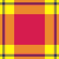Color fabric textile tartan, hobby texture check. Full seamless background plaid pattern in orange and red colors. vector