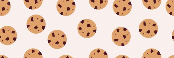 American Cookie seamless pattern. Biscuit with crips. Sweet pastry print for cafe and bakery vector
