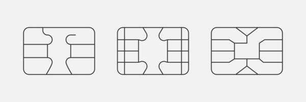 Set of SIM chip card line icons. EMV chip illustration. Microchip for Payment or credit card vector