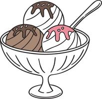 an illustration of a ice cream in a glass bowl vector