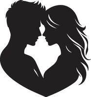 unrecognizable silhouette of a couple hugging each other on isolated white background . vector