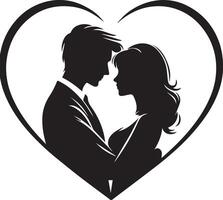 a black silhouette of a couple in a romantic vector