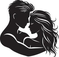 valentine couple silhouette vector
