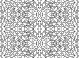 Arabic monochrome symmetrical outline pattern background texture black and white fabric textile paper print art decoration editable vector