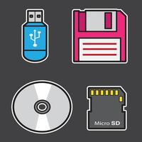 set of memory storage good for sticker, icon, element design, badge, printable, etc vector