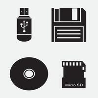 set of memory storage good for icon, symbol, element design, logo, silhouette design, etc vector